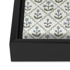 Lattice Block Print Floral - Blue Green Framed Canvas Print Gallery Image 3