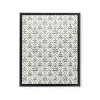 Lattice Block Print Floral - Blue Green Framed Canvas Print Gallery Image 8