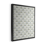 Lattice Block Print Floral - Blue Green Framed Canvas Print Gallery Image 2