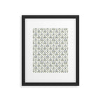 Lattice Block Print Floral - Blue Green Framed Art Print Gallery Image 6