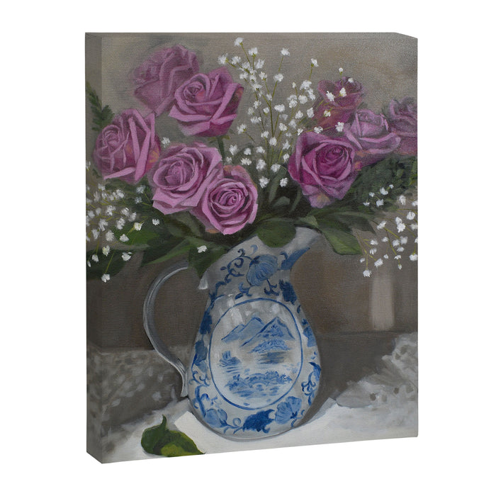 Magenta Roses Still Life Painting Canvas Print Gallery Image 1