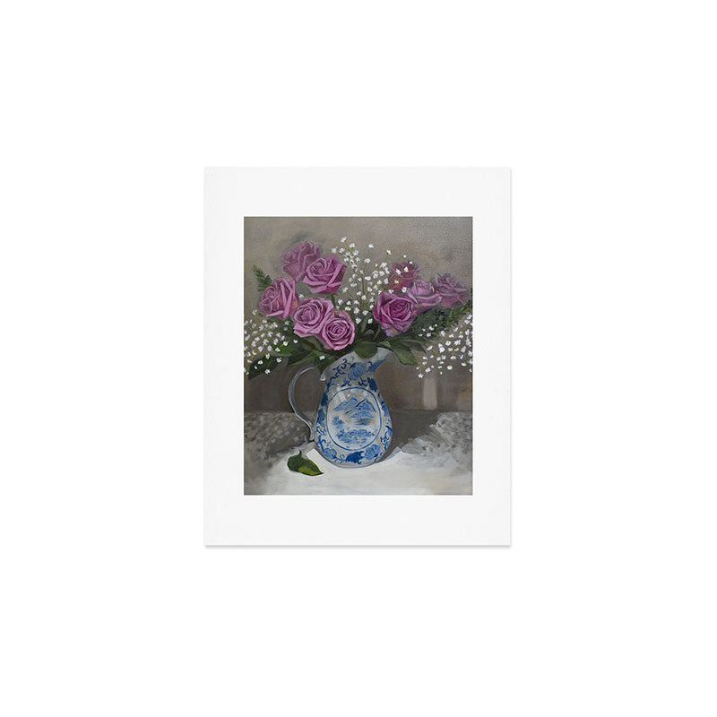 Magenta Roses Still Life Painting Art Print Gallery Image 1