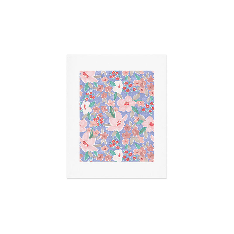 Marker Florals - Blue Coral Art Print Gallery Image 1