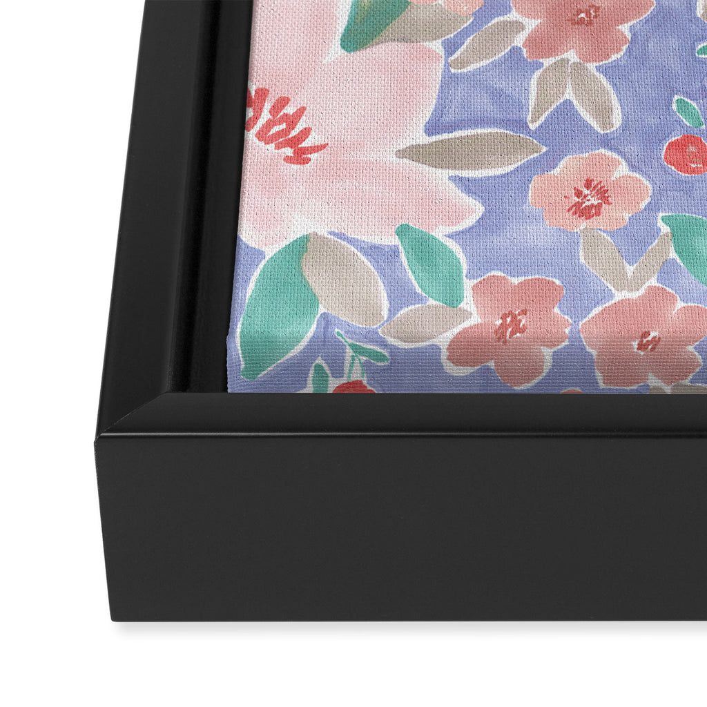 Marker Florals - Blue Coral Framed Canvas Print Gallery Image 3