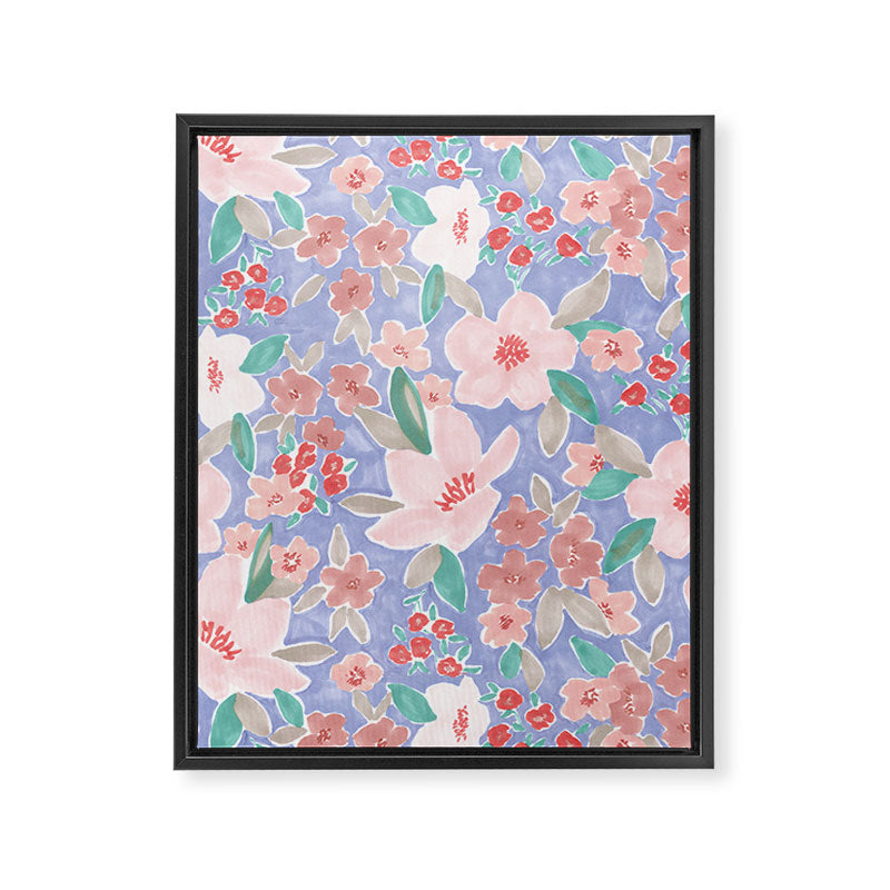 Marker Florals - Blue Coral Framed Canvas Print Gallery Image 6