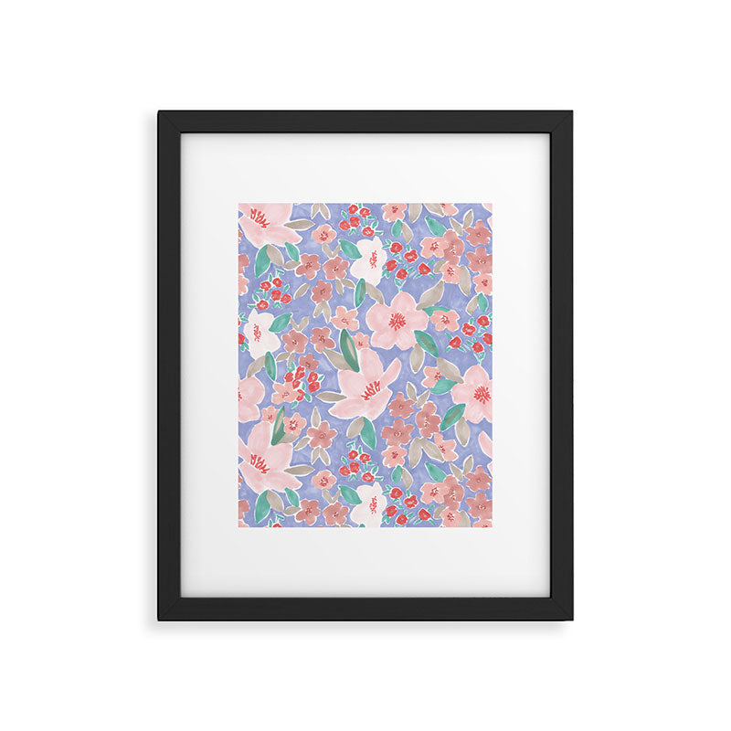 Marker Florals - Blue Coral Framed Art Print Gallery Image 5