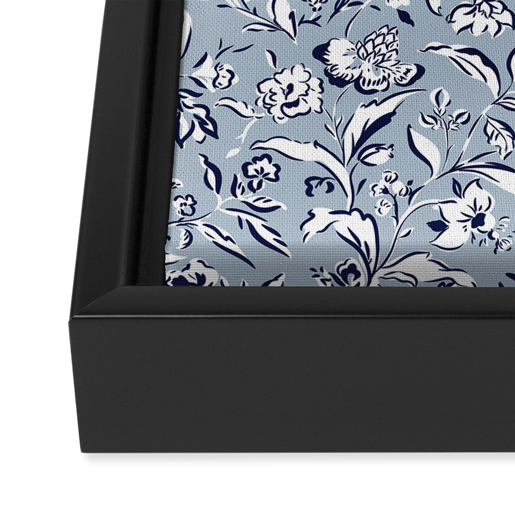 Painterly Florals - Blue Navy Framed Canvas Print Gallery Image 3