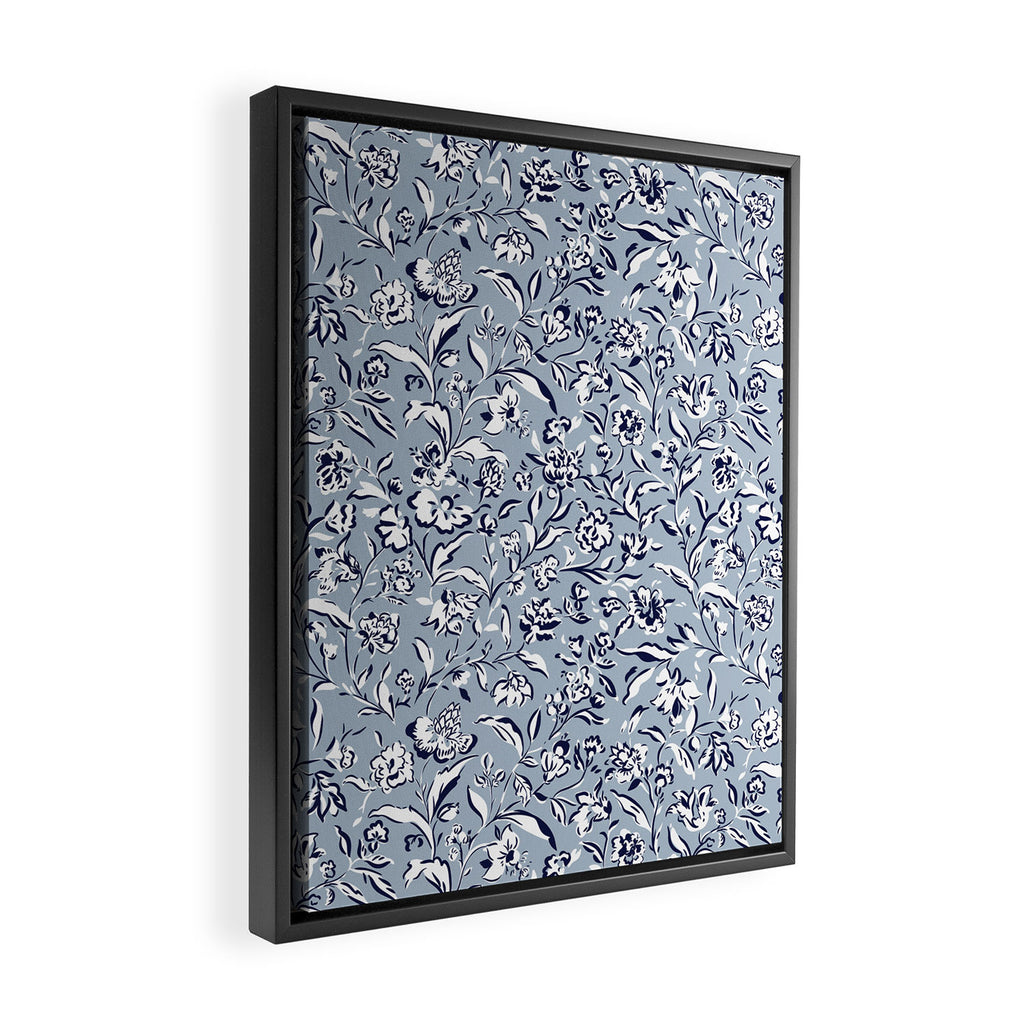 Painterly Florals - Blue Navy Framed Canvas Print Gallery Image 2
