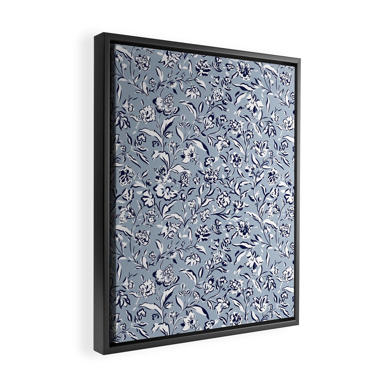 Painterly Florals - Blue Navy Framed Canvas Print Gallery Image 2