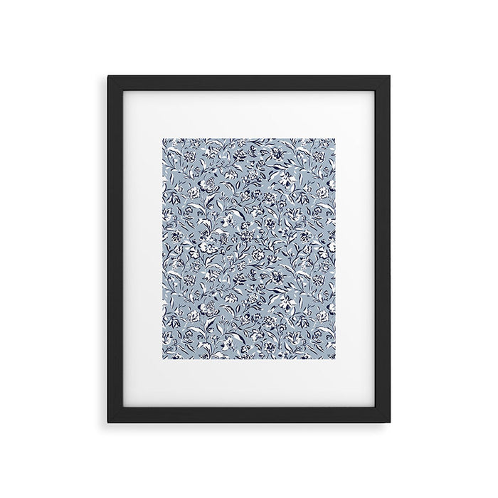 Painterly Florals - Blue Navy Framed Art Print Gallery Image 1