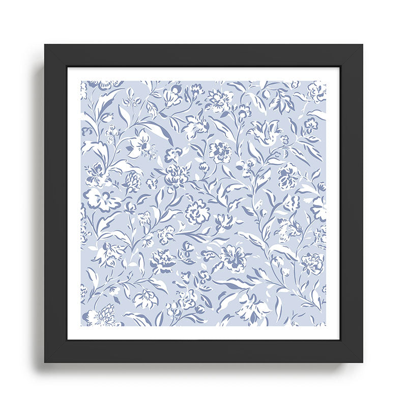 Painterly Florals - Light Blue Framed Art Print Gallery Image 1