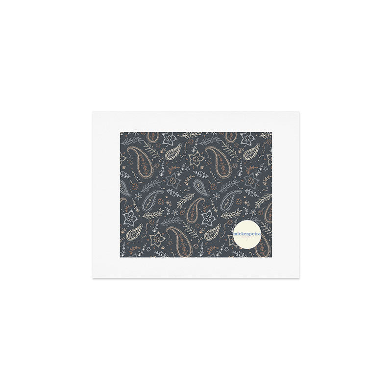 Paisley Line Art - Navy Art Print Gallery Image 1