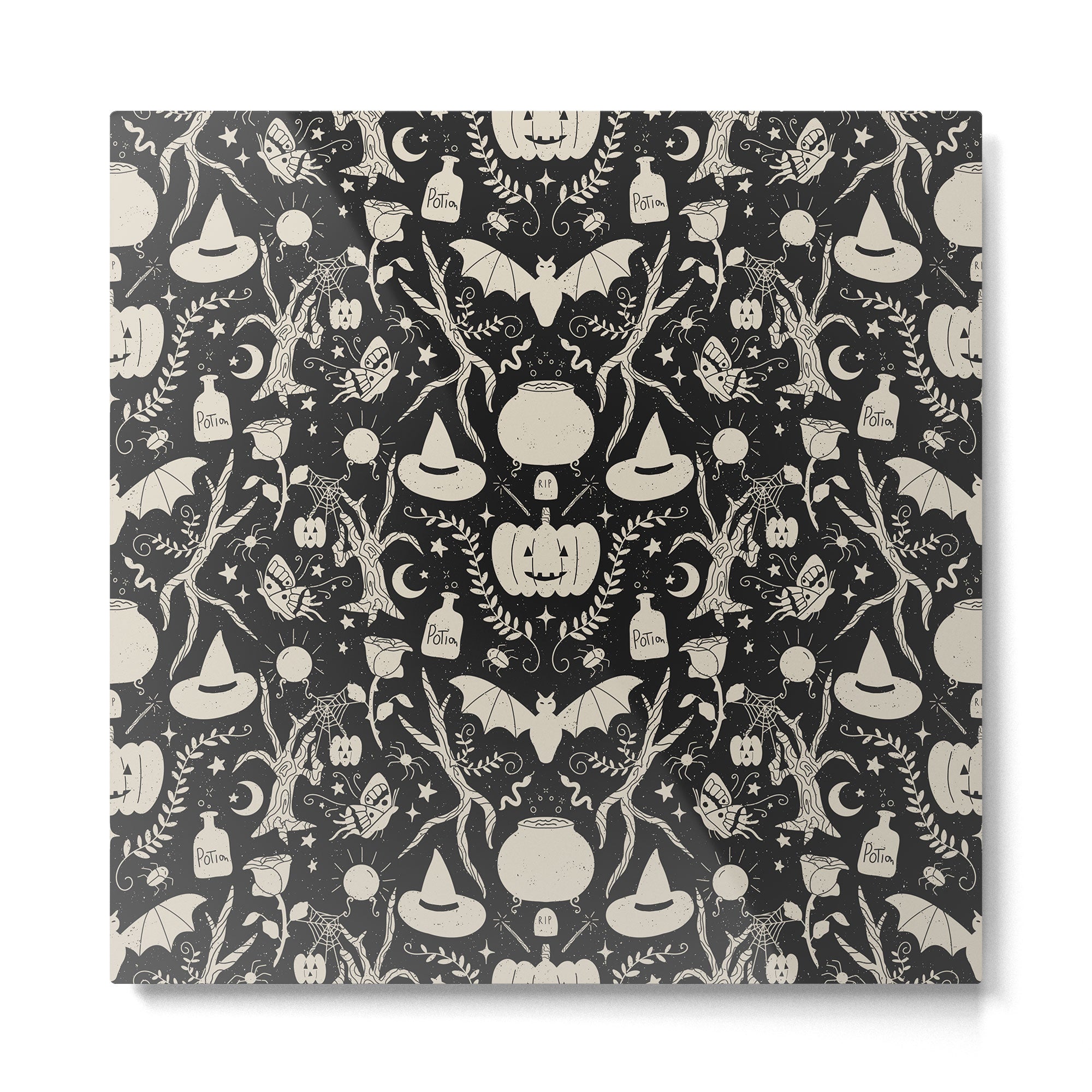 Spooky Things Two Tone - Black Beige Metal Print Gallery Image 2