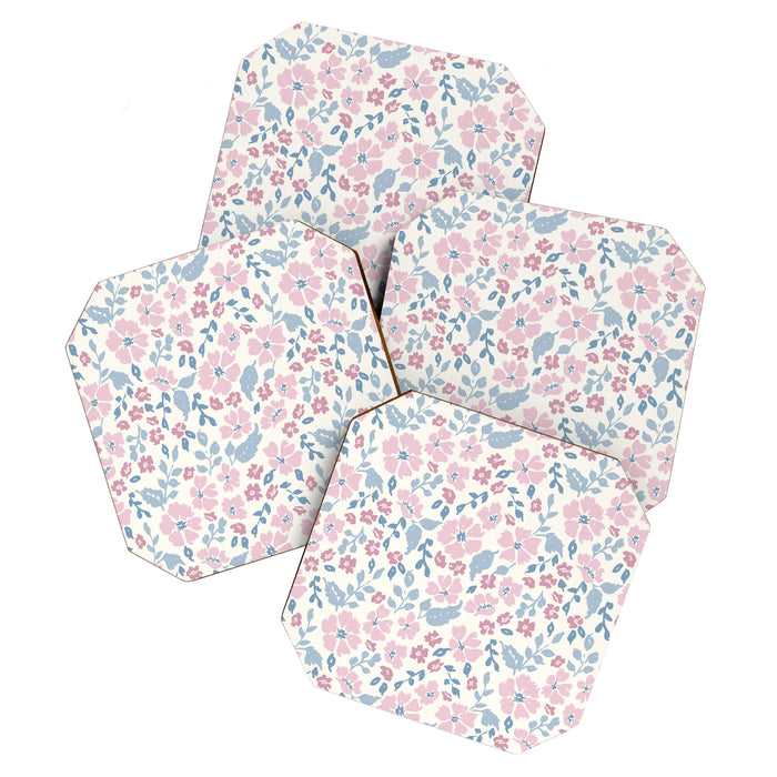 Tossed Ditsy Florals - Lilac Blue Coaster Gallery Image 1