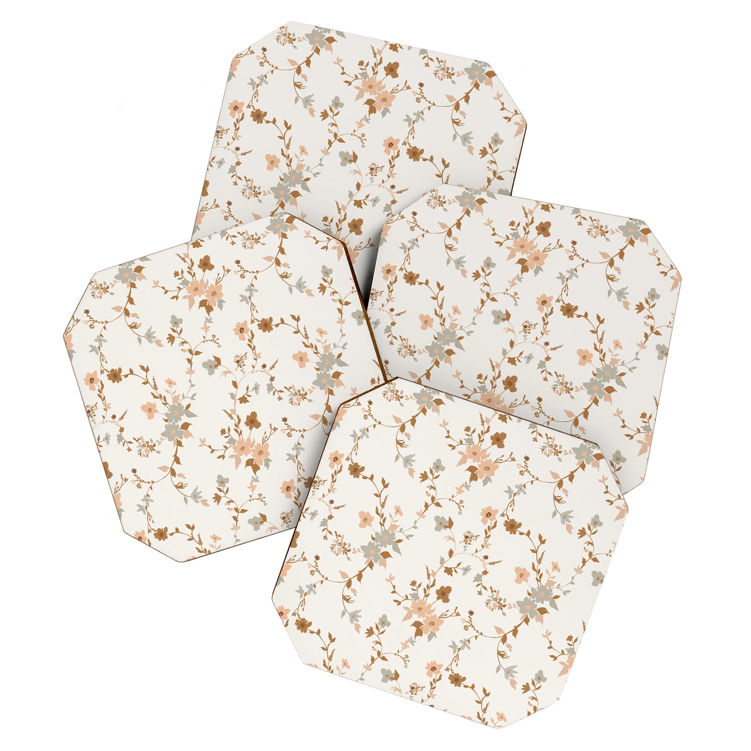 tossed wildflowers - sage apricot Coaster Gallery Image 1