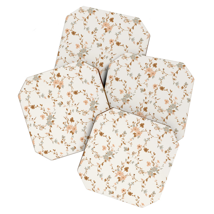 tossed wildflowers - sage apricot Coaster Gallery Image 1