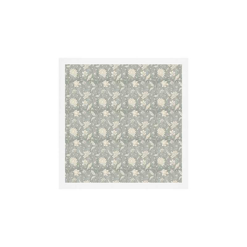 Trailing Block Print Floral - Washed Teal Art Print Gallery Image 1