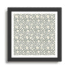 Trailing Block Print Floral - Washed Teal Framed Art Print Gallery Image 1