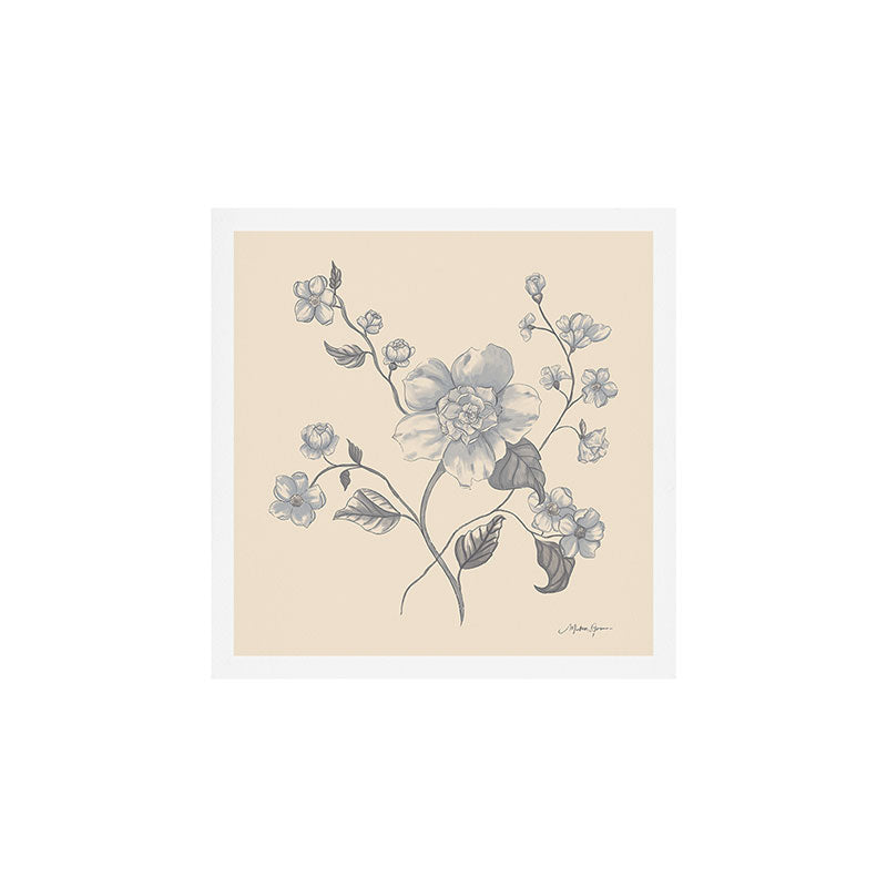 Vintage Blue Floral Art Print Gallery Image 1