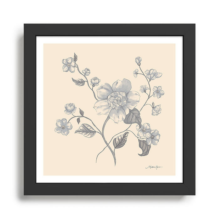 Vintage Blue Floral Framed Art Print Gallery Image 1