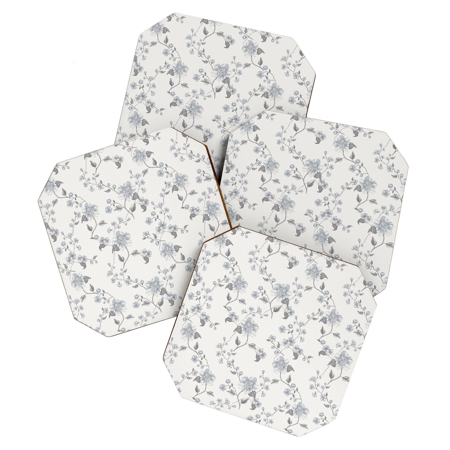 Vintage Floral - Grey Blue Coaster Gallery Image 1