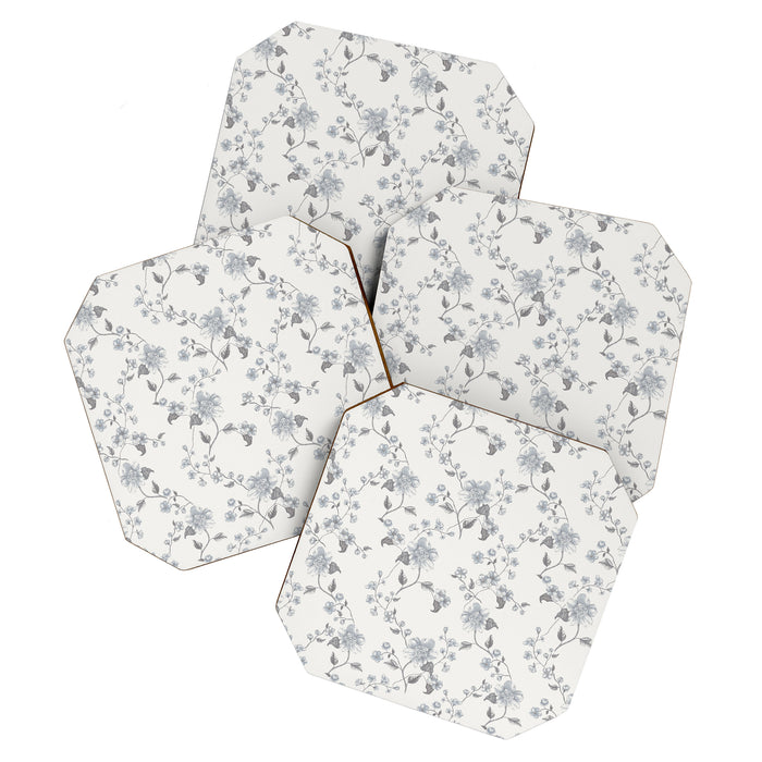 Vintage Floral - Grey Blue Coaster Gallery Image 1