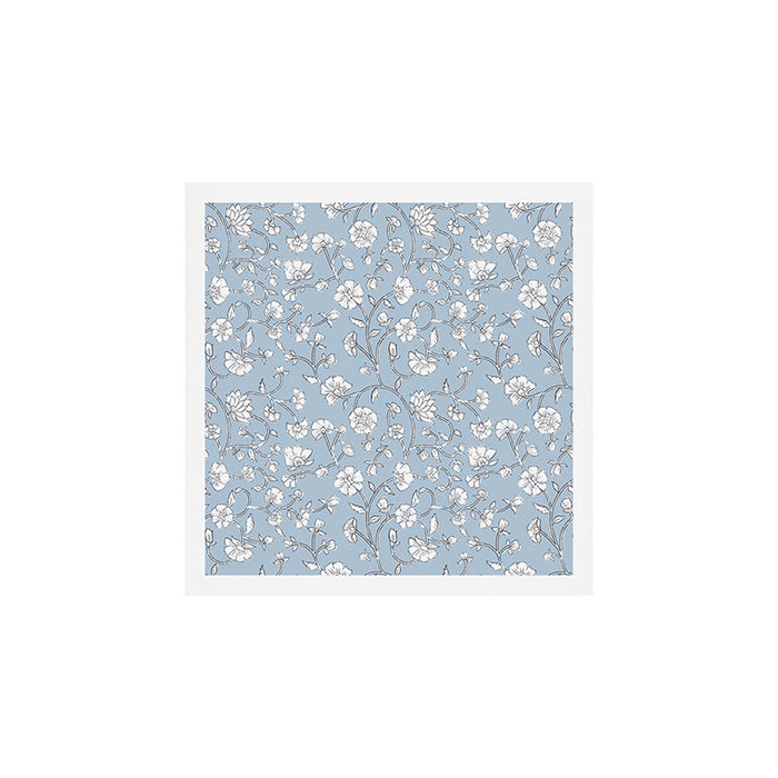 Vintage Small Block Print Floral - Sky Art Print Gallery Image 1