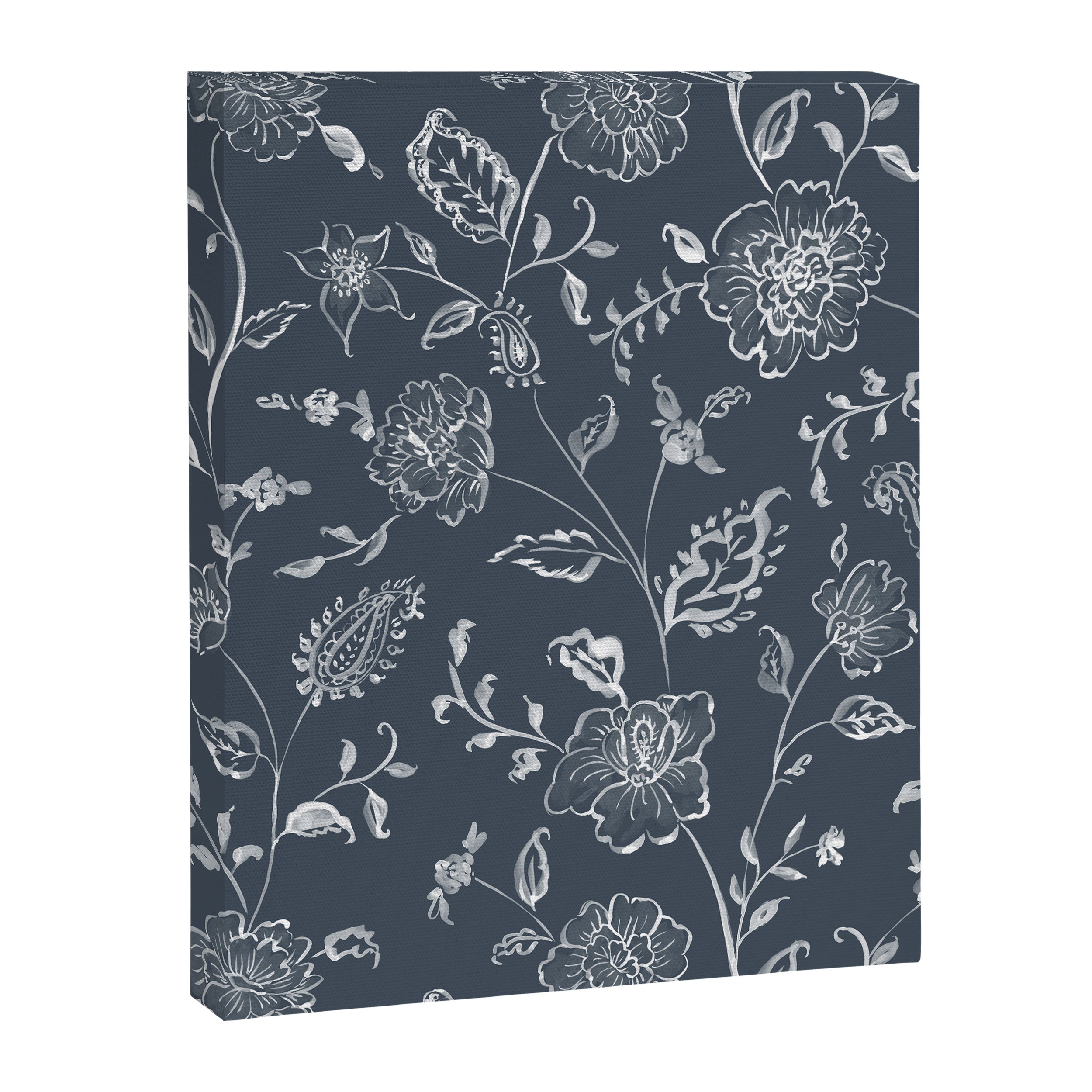 Watercolor Chintz Floral - Indigo Canvas Print Gallery Image 6