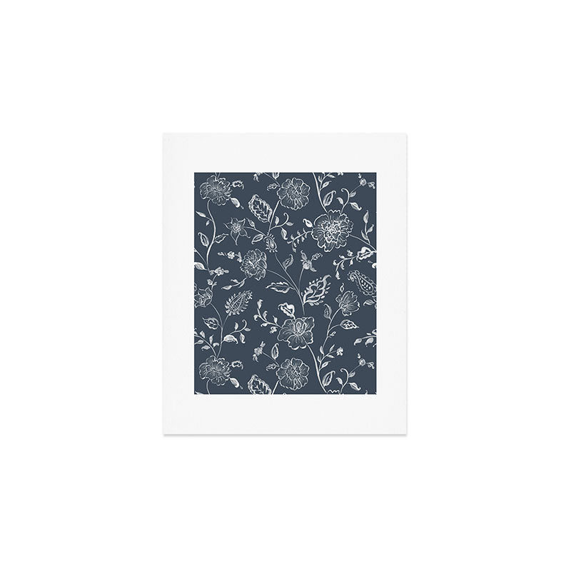 Watercolor Chintz Floral - Indigo Art Print Gallery Image 1
