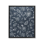 Watercolor Chintz Floral - Indigo Framed Canvas Print Gallery Image 6