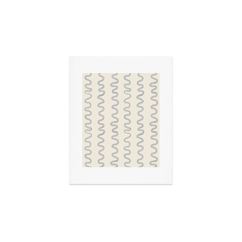 Watercolor Squiggly Lines - Blue Cream Art Print Gallery Image 1