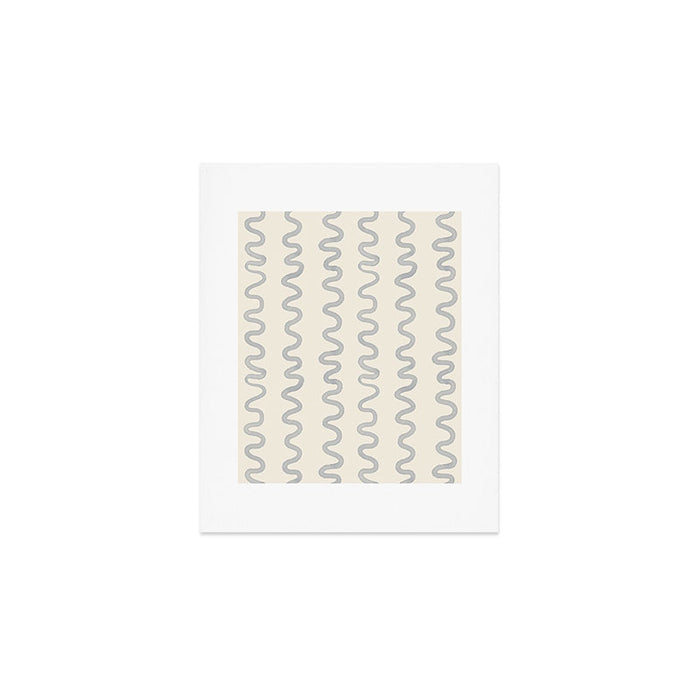 Watercolor Squiggly Lines - Blue Cream Art Print Gallery Image 1