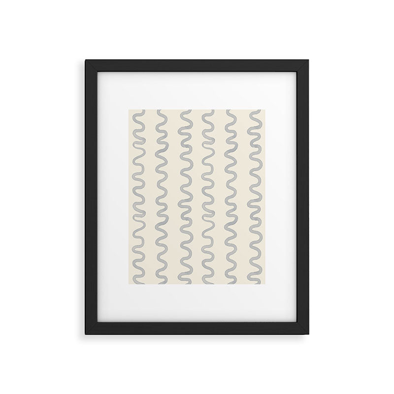 Watercolor Squiggly Lines - Blue Cream Framed Art Print Gallery Image 6