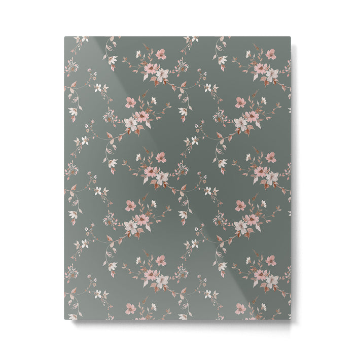Watercolor Wildflowers - Sage Pink Metal Print Gallery Image 1