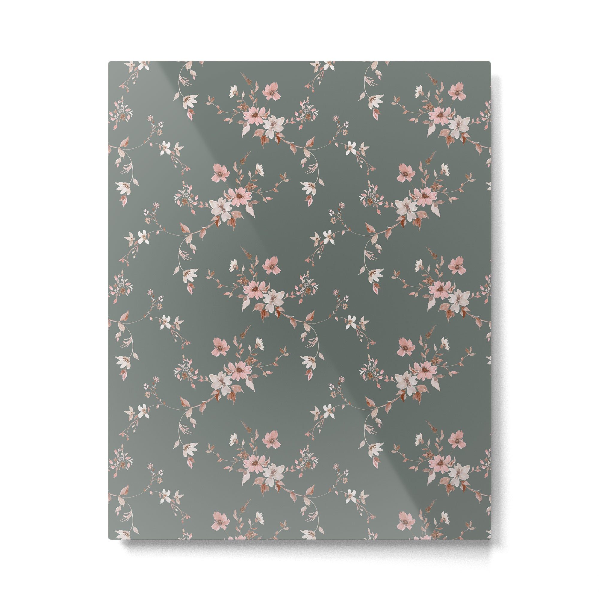 Watercolor Wildflowers - Sage Pink Metal Print Gallery Image 6