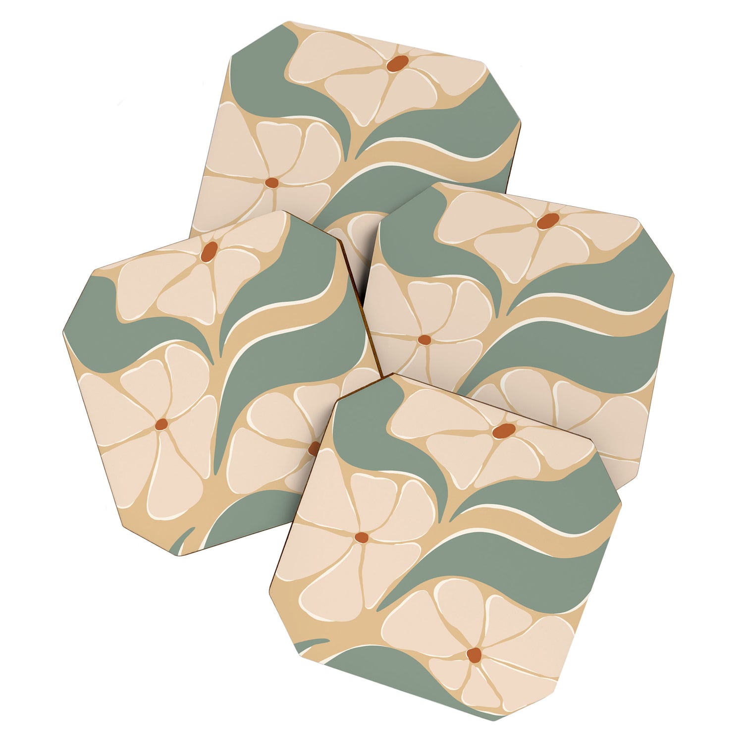 70s big flower botanical land 2 Coaster Gallery Image 1
