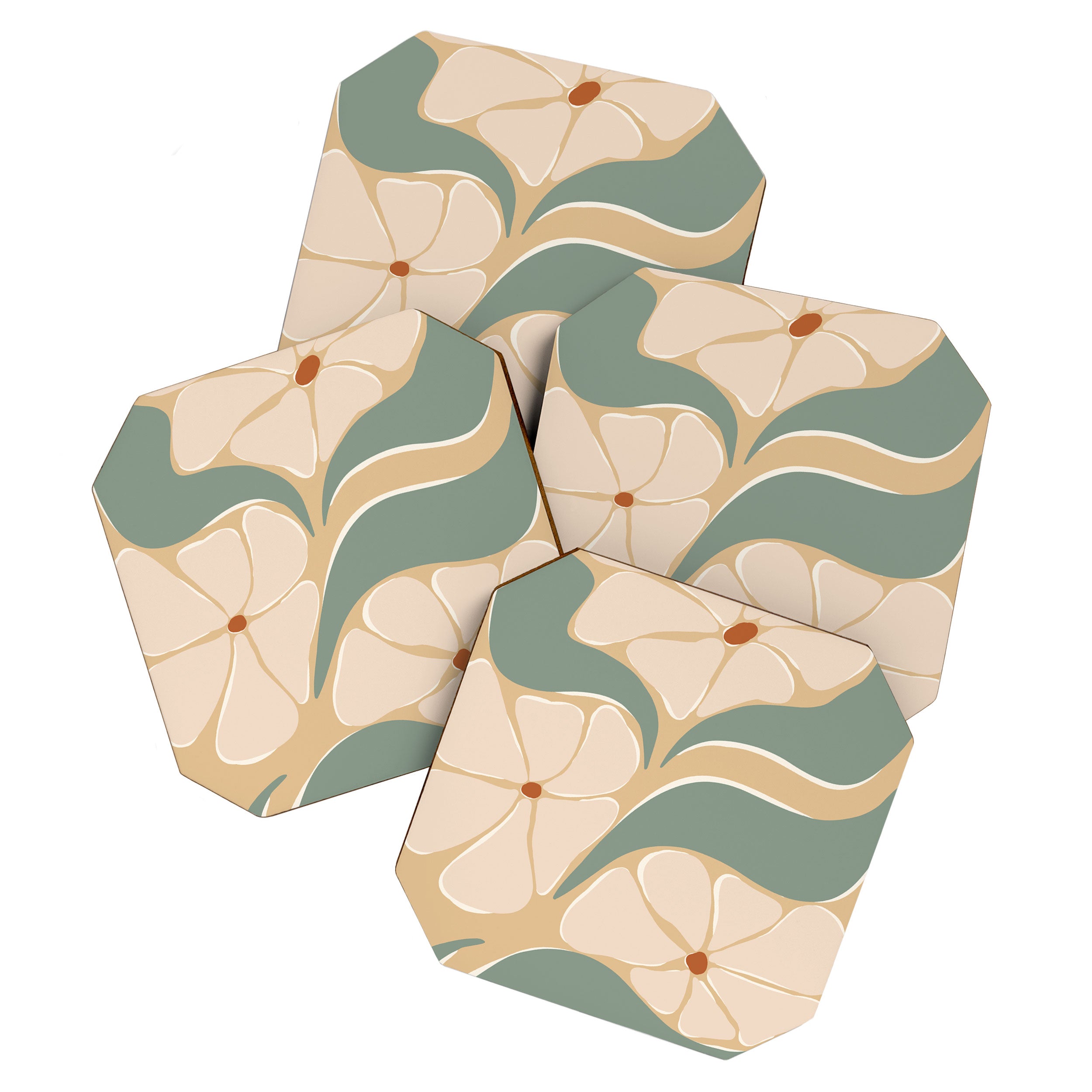 70s big flower botanical land 2 Coaster Gallery Image 1