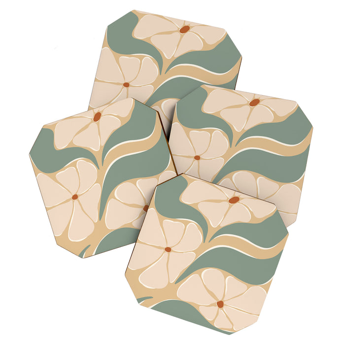 70s big flower botanical land 2 Coaster Gallery Image 1