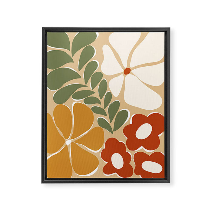 70s boho botanical flowers   Framed Canvas Print Gallery Image 1