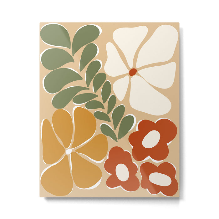 70s boho botanical flowers   Metal Print Gallery Image 1