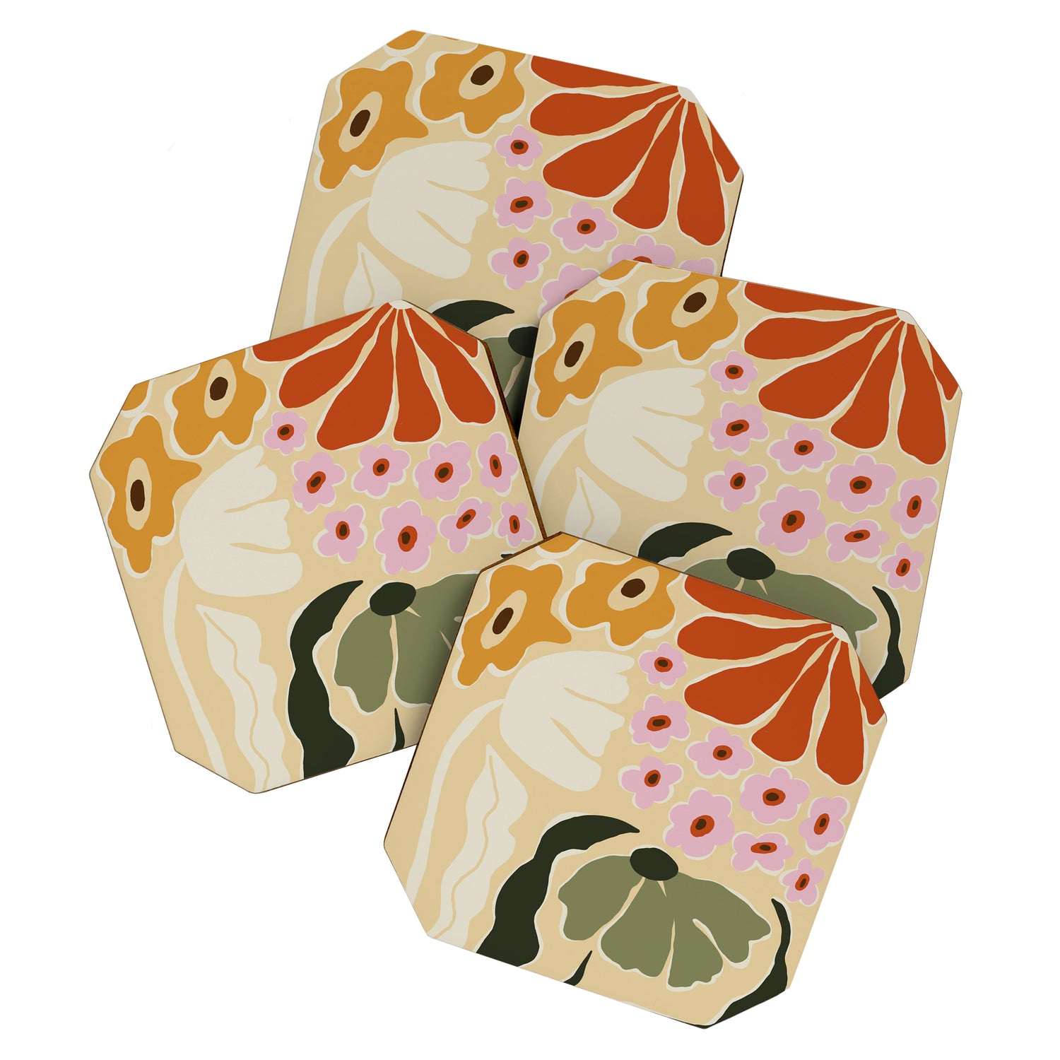 70s tropical fun flower Coaster Gallery Image 1