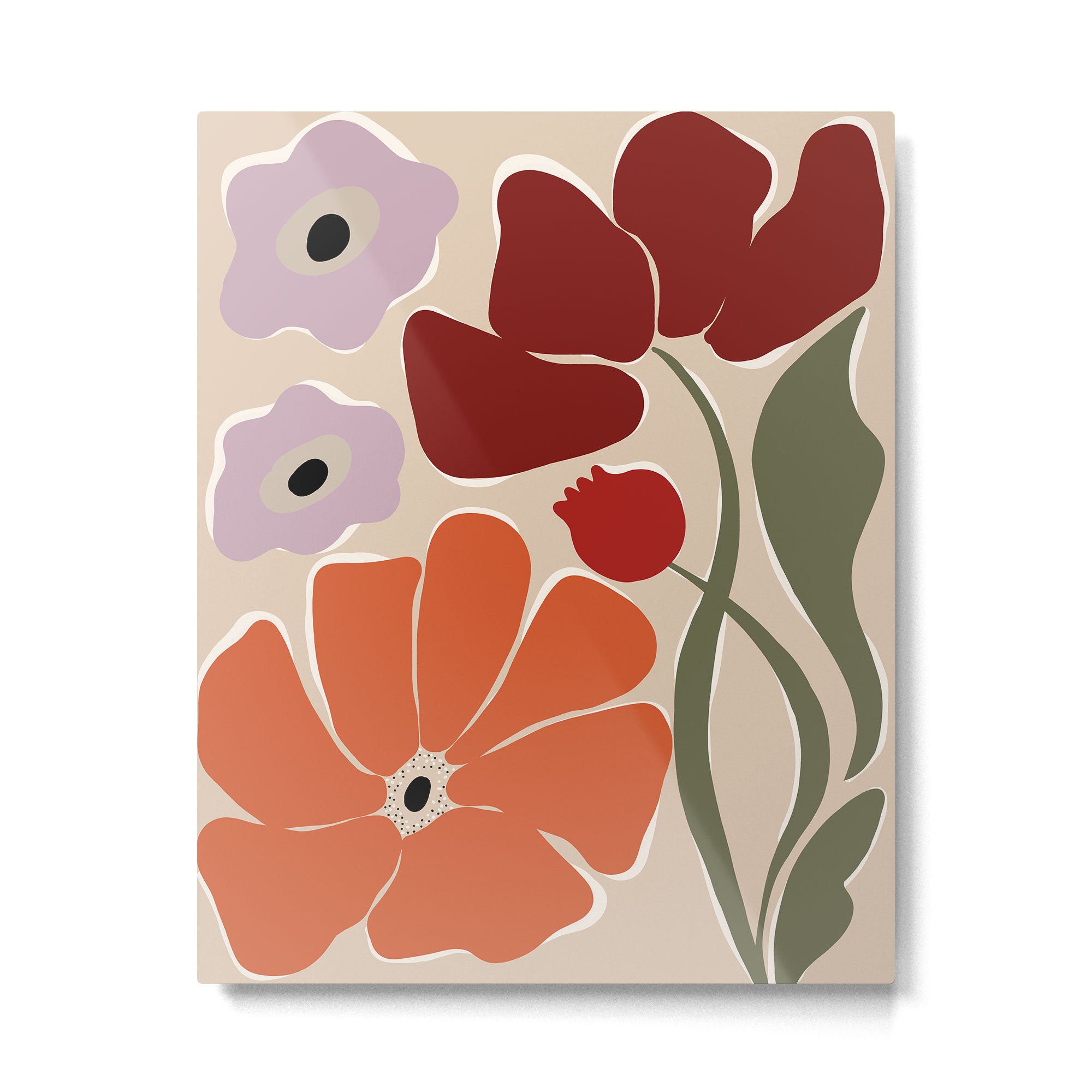 abstract flower retro flow art print  Metal Print Gallery Image 4