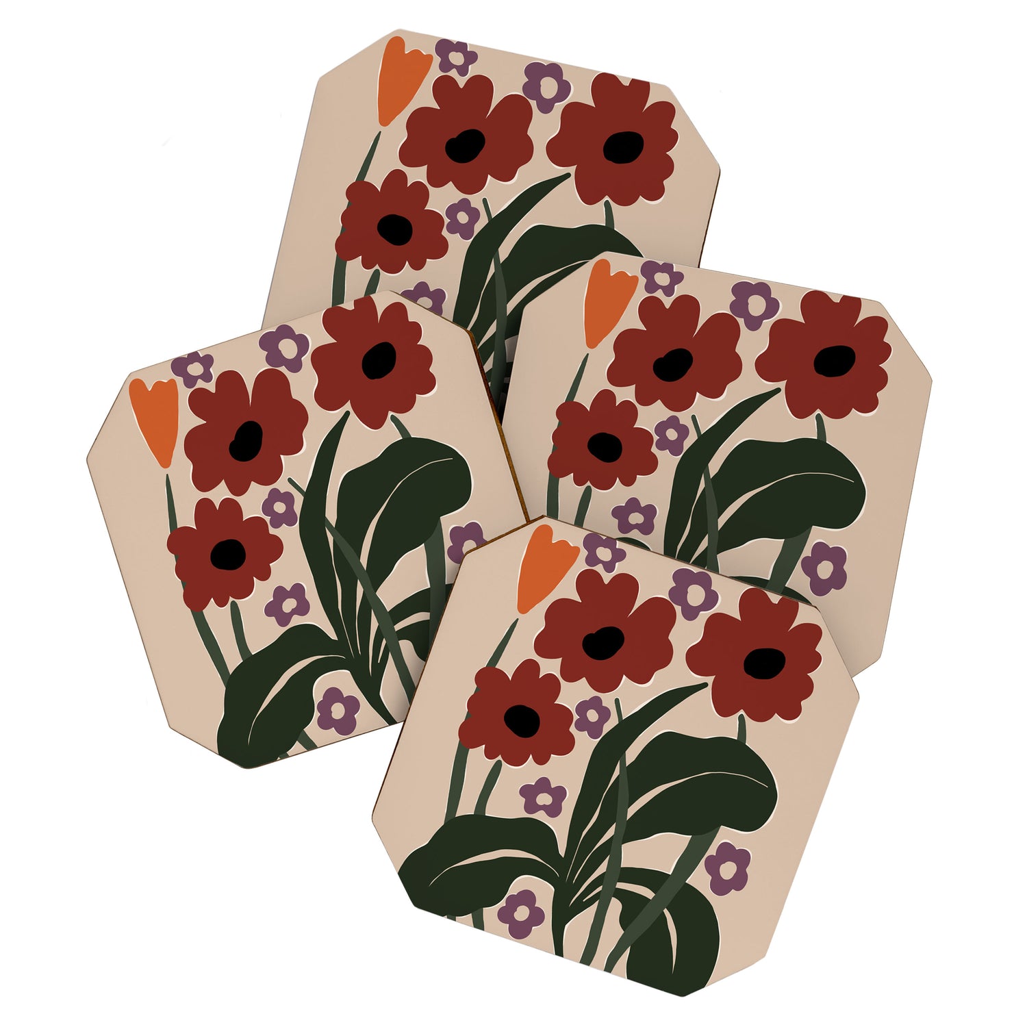 big tropical red flower plant  Coaster Gallery Image 1