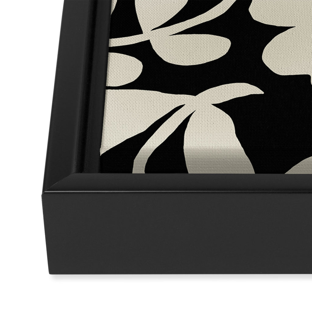 Black and white floral Framed Canvas Print Gallery Image 3