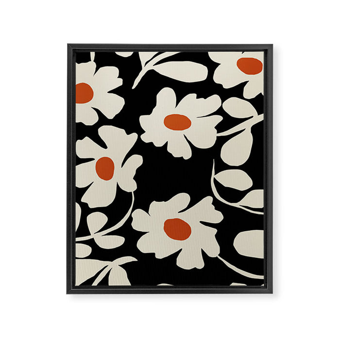 Black and white floral Framed Canvas Print Gallery Image 1