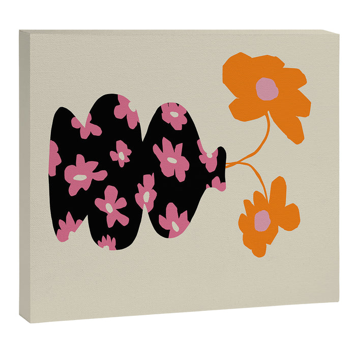 Black floral Vase Canvas Print Gallery Image 1