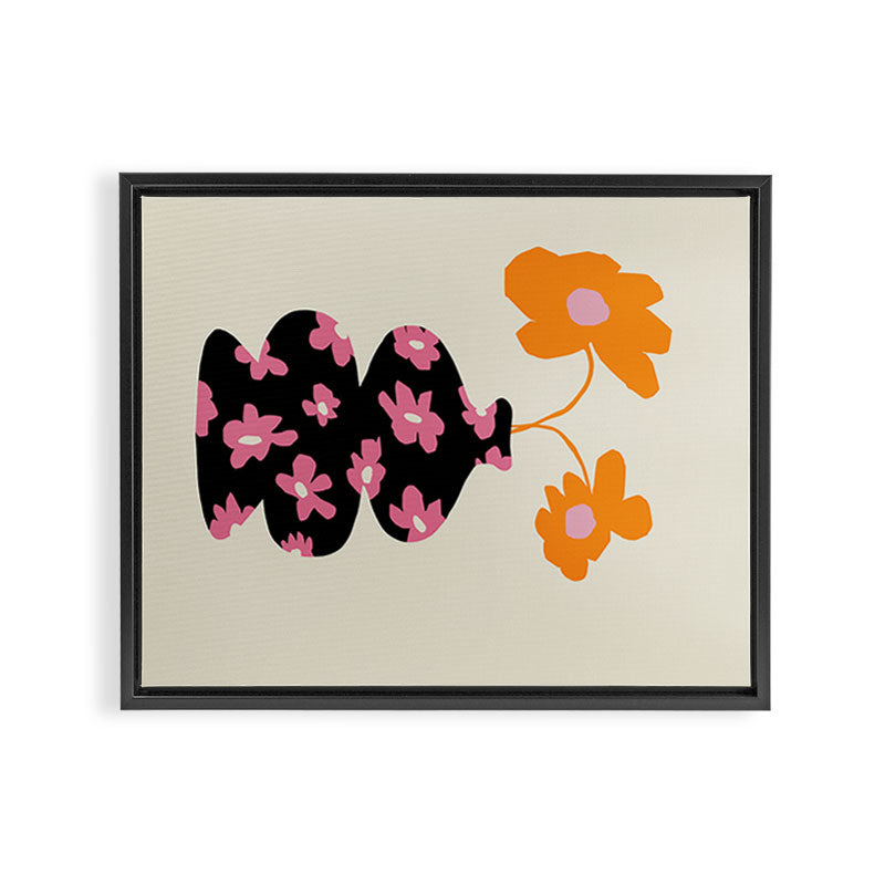 Black floral Vase Framed Canvas Print Gallery Image 6