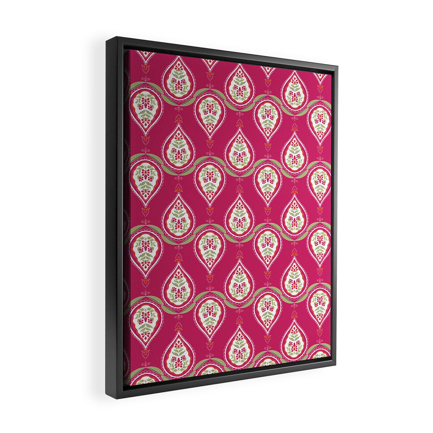 Block Print Blooms Framed Canvas Print Gallery Image 2
