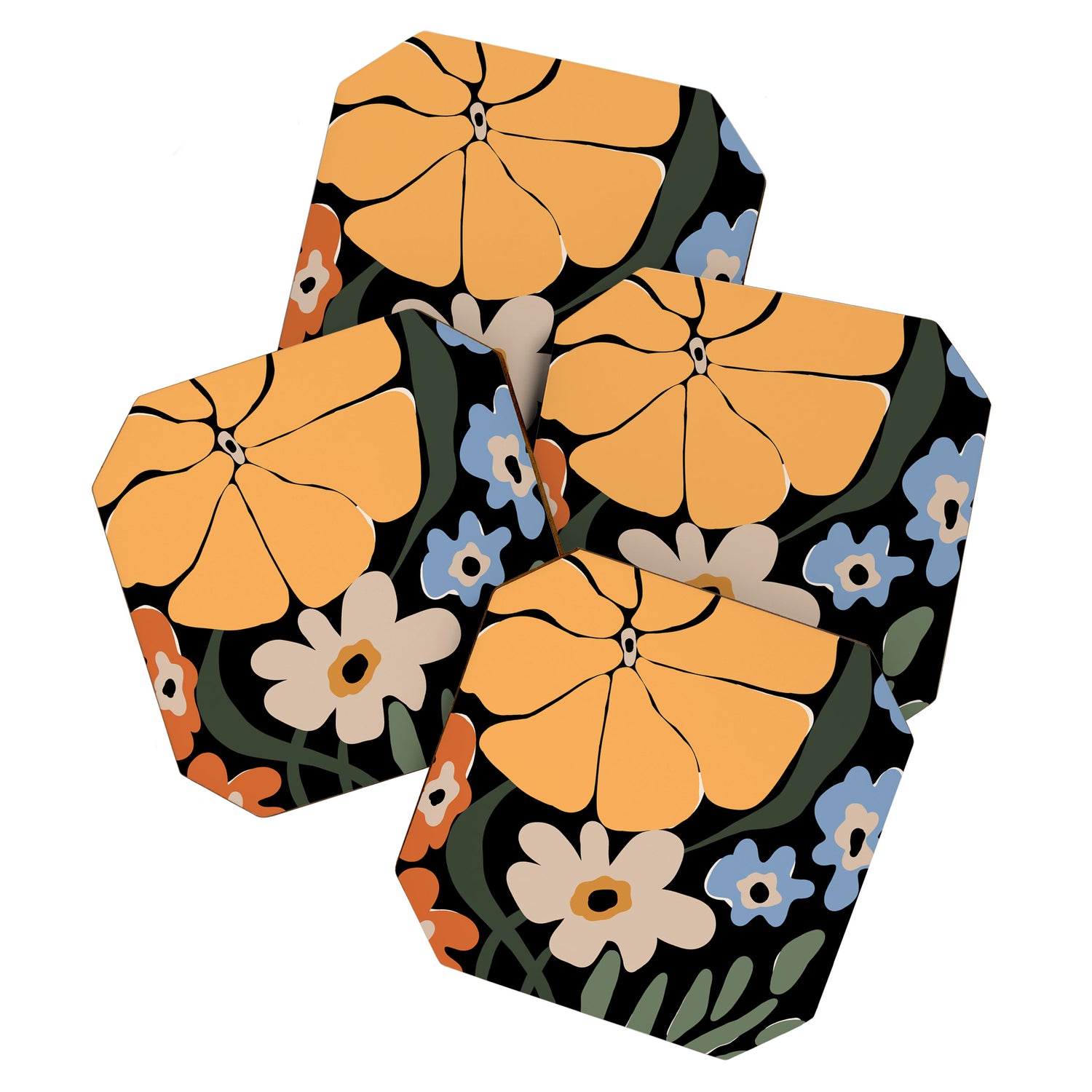 blooming big floral night  Coaster Gallery Image 1
