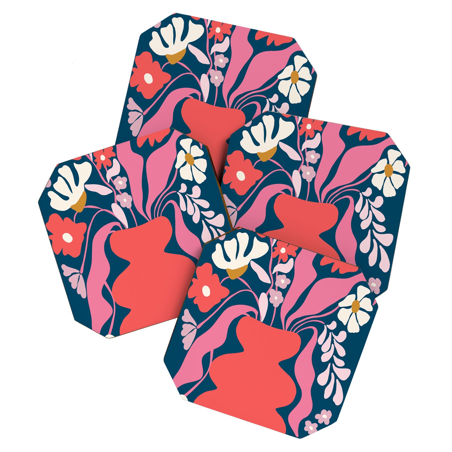 Blushing flower pot  Coaster Gallery Image 1